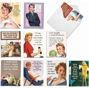 The Best Card Company - 10 Funny Birthday Cards Assorted (4 x 5.12 Inch) - Adult Retro Assortment, Boxed Greeting Cards with Envelopes - Vintage Venom M6621BDG