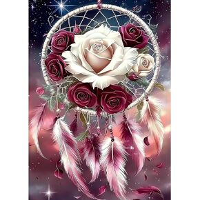 MXJSUA Dream Catcher 5D Diamond Painting Kits for Adults, Diamond Art Kits for Beginner, DIY Full Round Drill Diamond Dots Gem Art Kits for Home Wall Decor 12x16 Inch