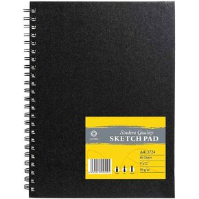 CONDA 9"x12" Double-Sided Hardbound Sketchbook, Heavyweight Hardcover Sketchbook, Spiral Sketch Pad, Durable Acid Free Drawing Paper for Drawing Painting,60 Sheets