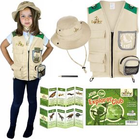 Kids Explorer Costume including Safari Vest and Hat - Boys & girls aged between 4-6 - Role play as paleontologist, zoo keeper, park ranger or fishing