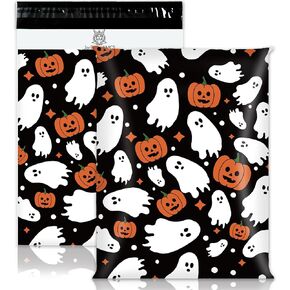100Pcs Halloween Poly Mailers 10 x 13 Inch Pink Ghost Pumpkin Packaging Bags Self Seal Mailing Envelope Bags for Small Business Clothing Gift