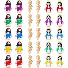 30 PCS Easter Mini يسوع شخصيات - مجموعة تماثيل مريم عذراء وطفل يسوع ، زخارف كعكة الملك ، شخصيات الحركة الدينية للحفلات ، احتفالات عيد الفصح ، وأغطية الكعكة