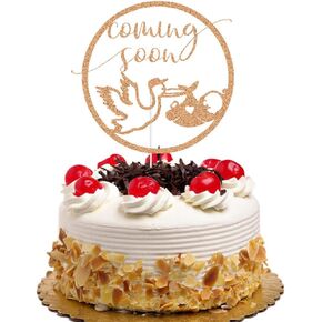 Coming Soon Cake Topper Stork & Baby Silhouette Cake Decor for Baby Shower Party Decorations Gender Reveal Party Supplies Rose Gold