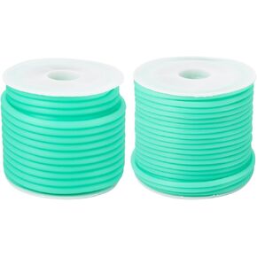 Cheriswelry 2 Roll 2mm 3mm Hollow Rubber Cords Pipe PVC Tubular Tube Cords Knitting Barber Cord Medium Turquoise Tubing Cords for DIY Craft Necklace Bracelet Jewelry Making