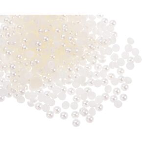 HARFINGTON 3000pcs ABS Half Pearl Beads, 4mm Resin Flat Back Pearls Shiny Imitation Pearl Bead for DIY Crafts Making Shoes Wedding Christmas Photo Frames, Colorful Light Pink