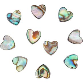 10Pcs Natural Abalone Shell Beads 10mm Heart Shaped Paua Shell Beads Abalone Drop Shell Beads Flat Loose Spacer Beads for Earring Necklace Bracelet Jewelry Making