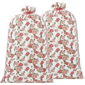 2 Pcs 70 Inches Jumbo Gift Bag Large Pink Floral Gift Bags Oversized Plastic Gift Bags Extra Large Present Bags with Ropes for Mother Day Wedding Birthday Baby Shower Party Favors