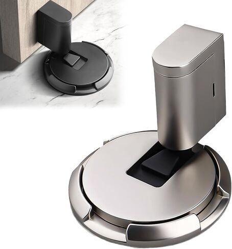 Magnetic Door Stopper, 2024 Upgrade Punch-Free Mechanical Silent Floor Door Stop,Magnetic Door Stoppers for Bottom of Door,Adjustable Floor Door Stopper No Drill with Adhesive (Nickel) in Saudi Arabia