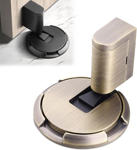 Magnetic Door Stopper, 2024 Upgrade Punch-Free Mechanical Silent Floor Door Stop,Magnetic Door Stoppers for Bottom of Door,Adjustable Floor Door Stopper No Drill with Adhesive (Nickel) in Saudi Arabia