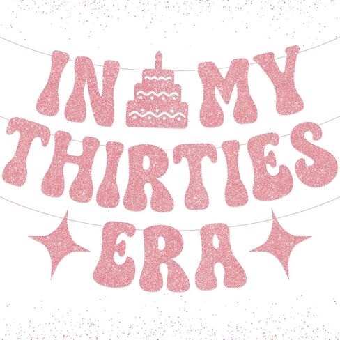 in My Thirties Era Glitter Banner for Her Him 30th Birthday Party Decorations, Pre-Strung Iridescent Happy Birthday Banner, 30th Birthday Gifts for Women ERAS Tour Party Decorations in Saudi Arabia