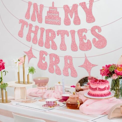 in My Thirties Era Glitter Banner for Her Him 30th Birthday Party Decorations, Pre-Strung Iridescent Happy Birthday Banner, 30th Birthday Gifts for Women ERAS Tour Party Decorations in Saudi Arabia
