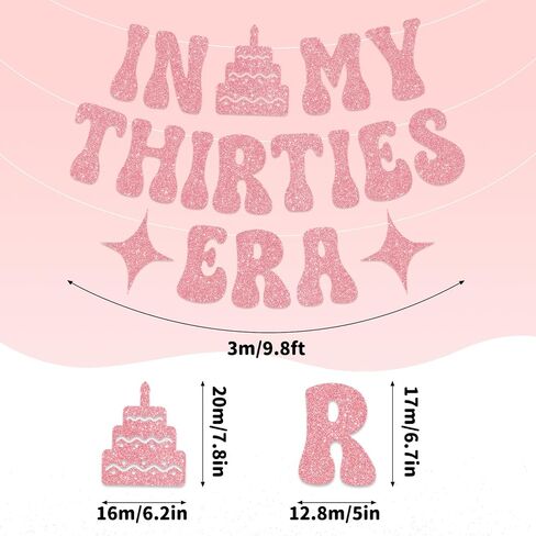 in My Thirties Era Glitter Banner for Her Him 30th Birthday Party Decorations, Pre-Strung Iridescent Happy Birthday Banner, 30th Birthday Gifts for Women ERAS Tour Party Decorations in Saudi Arabia