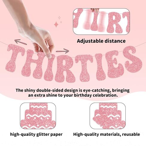 in My Thirties Era Glitter Banner for Her Him 30th Birthday Party Decorations, Pre-Strung Iridescent Happy Birthday Banner, 30th Birthday Gifts for Women ERAS Tour Party Decorations in Saudi Arabia