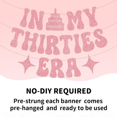 in My Thirties Era Glitter Banner for Her Him 30th Birthday Party Decorations, Pre-Strung Iridescent Happy Birthday Banner, 30th Birthday Gifts for Women ERAS Tour Party Decorations in Saudi Arabia