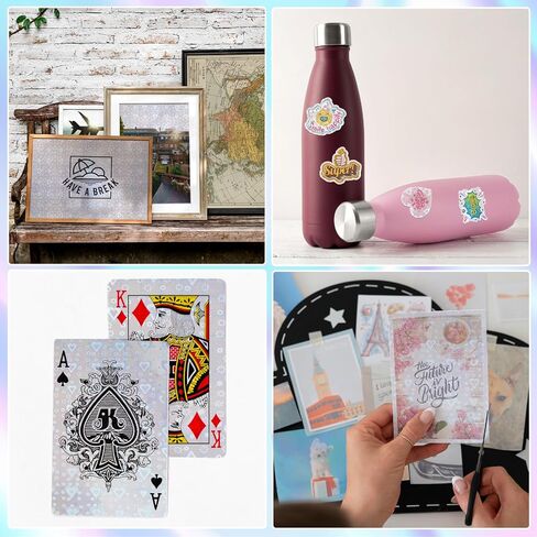 36 Sheets Holographic Sticker Paper,Holographic Laminate Sheets,A4 Size Clear Vinyl Sticker Sheets Self-Adhesive Rainbow Overlay Sheets,11.7 x 8.3 Inches（Heart） in Saudi Arabia