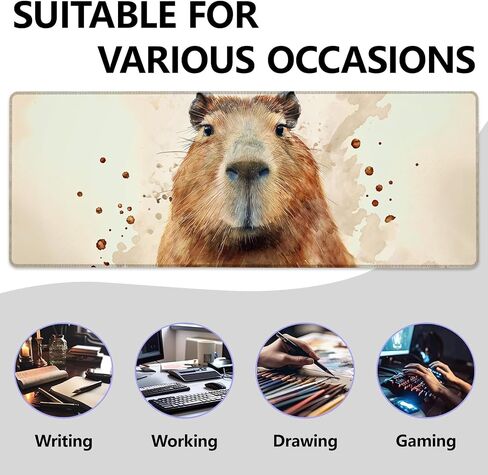 capybara لوحة الماوس الكبيرة ، وسادة الماوس للألعاب ، وقاعدة المطاط غير المنقولة ، وملحقات المكتب ، وحصيرة المكتب ، وموسى الحيوانات للمدرسة ، والعمل ، وهدايا ديكور المنزل 31.5 "× 11.8" in Kuwait