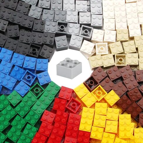 Feleph 2x2 Bricks 400 Pieces Multicolored Classic Parts Building Creative Play Blocks Set Toy Basic Accessories Compatible with 3003 Major Brick Brands (Multicolored) in Kuwait