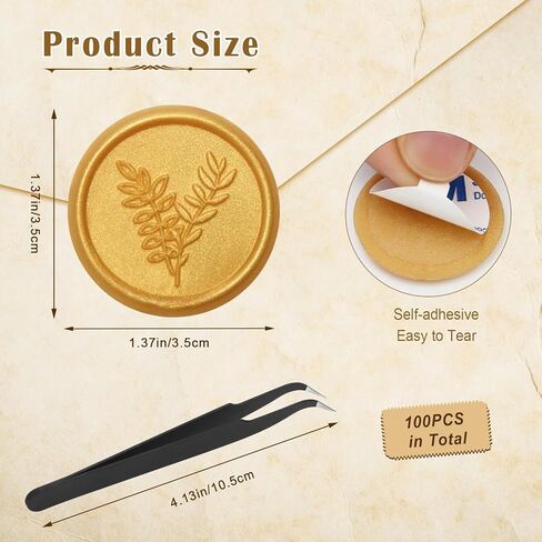ملصقات ختم الشمع الذهب Ahier ، 100 جهاز كمبيوتر ، لاصق ذاتي ، مقاوم للماء ، للدعوة ، المظلات ، غلاف الهدايا ، عيد الميلاد in Kuwait
