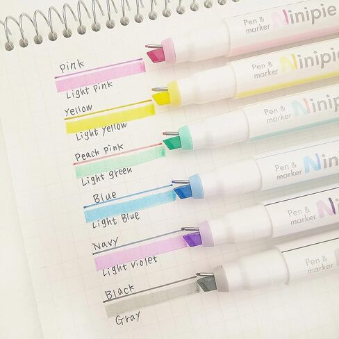 SUN-STAR Ninipie Pen & Marker Light Pink, Light Yellow, Light Blue, Gray, Light Green and Light Violet - 6 Mild Colors Set (Authentic Hologram for US and EU Only) in Saudi Arabia
