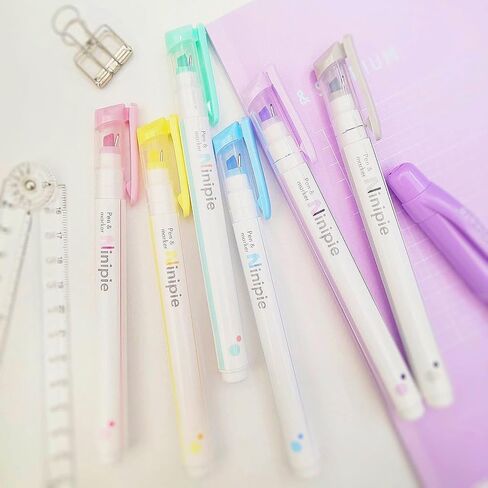SUN-STAR Ninipie Pen & Marker Light Pink, Light Yellow, Light Blue, Gray, Light Green and Light Violet - 6 Mild Colors Set (Authentic Hologram for US and EU Only) in Saudi Arabia