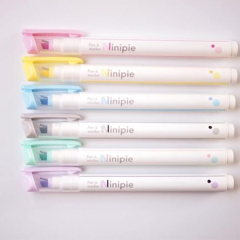SUN-STAR Ninipie Pen & Marker Light Pink, Light Yellow, Light Blue, Gray, Light Green and Light Violet - 6 Mild Colors Set (Authentic Hologram for US and EU Only) in Saudi Arabia