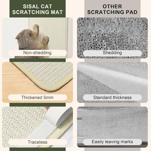 Cat Scratching Mat Sisal, 2 Packs Natural Sisal Fabric 23.6" x 15.8" Cat Scratching Pad with Cute Playing Toy and Spiral Nails, Cat Scratching Wall Scratchers for Fabric Sofa Chair (2Pcs,White) in Saudi Arabia