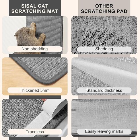 Cat Scratching Mat Sisal, 2 Packs Natural Sisal Fabric 23.6" x 15.8" Cat Scratching Pad with Cute Playing Toy and Spiral Nails, Cat Scratching Wall Scratchers for Fabric Sofa Chair (2Pcs,White) in Saudi Arabia
