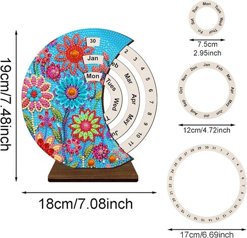 زخارف اللوحة الماس F -Canlan 5D - تقويم عباد الشمس سطح المكتب Diamond Art Painting by Numbers Flowers Talendar Decortop Diamond Art Kits for Room Decor (19x18 cm) in Kuwait