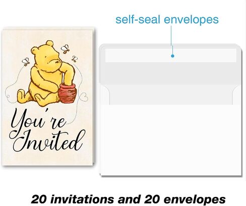 Pooh Bear Baby Shower Invitations Pooh Bear Baby Boy Shower Invitations, 20 Invites with Envelopes in Kuwait