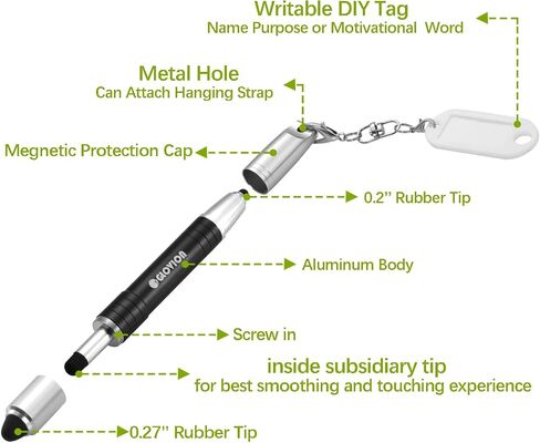 Stylus Pen for ipad iPhone Capacitive Stylist with Magnetic Cap, Touch Screens Stylus Pens for Kids Tablets All Touch Screen Devices - Black in Saudi Arabia