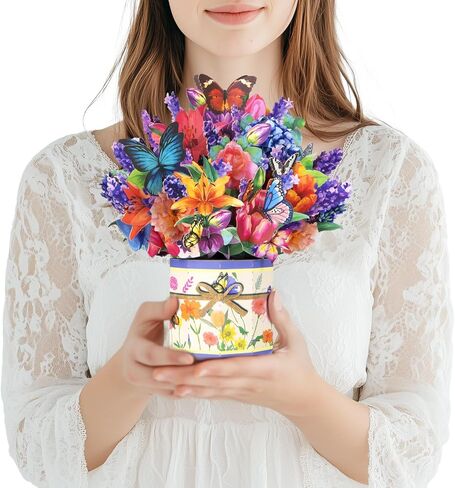 Lavender 3D Pop Up Card, Floral Greeting for Mother’s Day Birthday Anniversary Spring Get Well Sympathy, Lavender Bouquet with Butterflies for Mom, Grandma, Wife, Sister with Envelope and Note Card in Kuwait