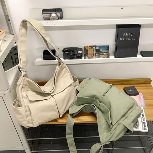 Vintage Canvas Messenger Bag for Women & Men School Large Laptop Bag with Multiple Pockets Shoulder Tote Bag in Saudi Arabia
