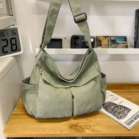 Vintage Canvas Messenger Bag for Women & Men School Large Laptop Bag with Multiple Pockets Shoulder Tote Bag in Saudi Arabia