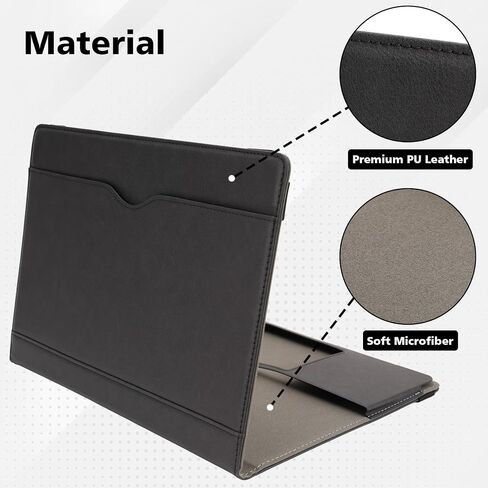 TYTX Compatible with MacBook Air Case 13.6 Inch, PU Leather MacBook Case fits for Model Release M3 A3113 M2 A2681 with Touch ID 2022 2023 2024, with Pocket for Papers (Black) in Kuwait