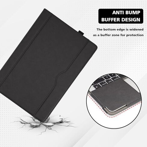 TYTX Compatible with MacBook Air Case 13.6 Inch, PU Leather MacBook Case fits for Model Release M3 A3113 M2 A2681 with Touch ID 2022 2023 2024, with Pocket for Papers (Black) in Kuwait