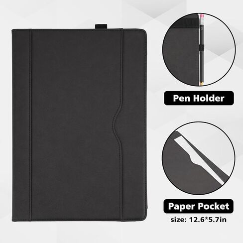 TYTX Compatible with MacBook Air Case 13.6 Inch, PU Leather MacBook Case fits for Model Release M3 A3113 M2 A2681 with Touch ID 2022 2023 2024, with Pocket for Papers (Black) in Kuwait