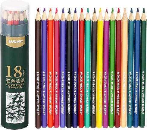 M&G 12 Colors Colored Pencils Set, 12pcs Oil Based Drawing Color Pencil Art Supplies for Beginner Adult Coloring Book Gifts with Green Pencil Holder in Saudi Arabia