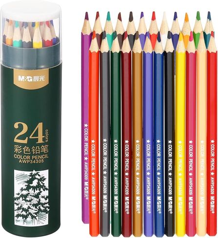 M&G 12 Colors Colored Pencils Set, 12pcs Oil Based Drawing Color Pencil Art Supplies for Beginner Adult Coloring Book Gifts with Green Pencil Holder in Saudi Arabia