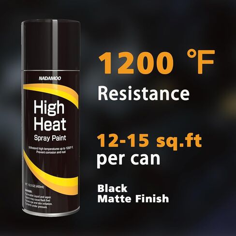 NADAMOO High Heat Spray Paint for Metal, Matte Finish BBQ & Stove Aerosol Paint - High Temperature Resistant Up to 1200°F,1 Can, Black in Saudi Arabia