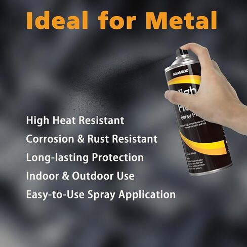 NADAMOO High Heat Spray Paint for Metal, Matte Finish BBQ & Stove Aerosol Paint - High Temperature Resistant Up to 1200°F,1 Can, Black in Saudi Arabia