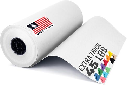 USA Made 18" x 8640" (720 ft) White Kraft Paper Roll, Large Size, Extra Thick 45 Lbs – American Quality Colored Kraft Paper for School, Gift Wrapping, Bulletin Board – Fits Most Dispensers in Saudi Arabia