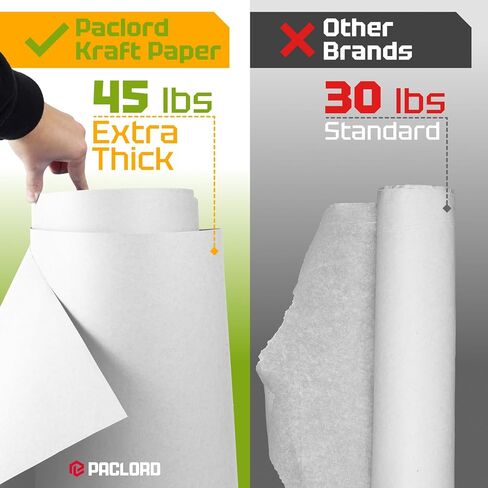 USA Made 18" x 8640" (720 ft) White Kraft Paper Roll, Large Size, Extra Thick 45 Lbs – American Quality Colored Kraft Paper for School, Gift Wrapping, Bulletin Board – Fits Most Dispensers in Saudi Arabia