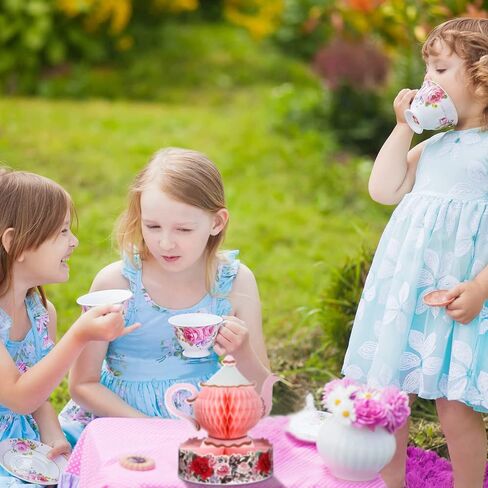 Wettarn 6 Pcs Floral Tea Party Decorations Princess Party Tea Honeycomb Tea Party Centerpieces for Tables Spring Summer Birthday Decors 3D Vintage Teapot Vase Decors for Wedding Girls Women (Floral) in Saudi Arabia