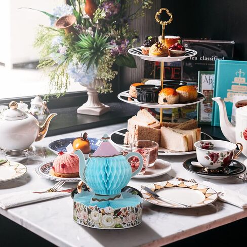 Wettarn 6 Pcs Floral Tea Party Decorations Princess Party Tea Honeycomb Tea Party Centerpieces for Tables Spring Summer Birthday Decors 3D Vintage Teapot Vase Decors for Wedding Girls Women (Floral) in Saudi Arabia