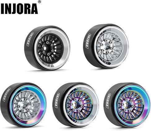 INJORA 1.3" Beadlock Wheel - CNC Aluminium Rim for TRX4M SCX24 1/24 1/18 RC Crawler Car Upgrade(Rainbow All) in Saudi Arabia