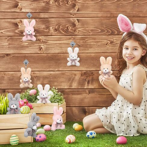 Zomiboo 12 PCS Easter Bunny Bear Koala 4 Inch Mini Animal Plush Toys Soft Cute Bear Bear Dolls Eleming and Play Weass Toys For Diy Baby Shower Party (أرنب ، وردي ، مشمش ، رمادي ، أبيض) in Kuwait