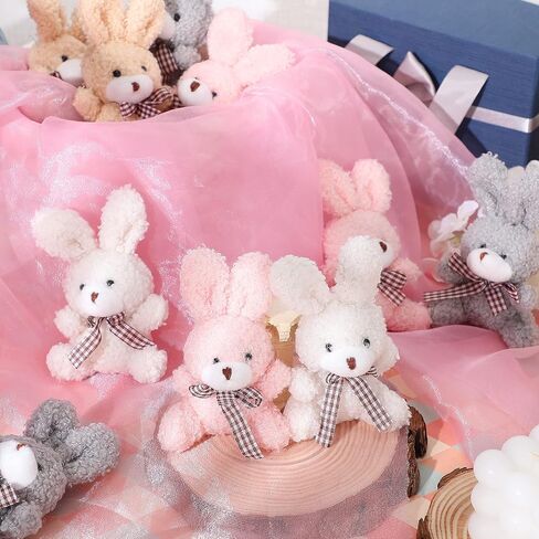 Zomiboo 12 PCS Easter Bunny Bear Koala 4 Inch Mini Animal Plush Toys Soft Cute Bear Bear Dolls Eleming and Play Weass Toys For Diy Baby Shower Party (أرنب ، وردي ، مشمش ، رمادي ، أبيض) in Kuwait