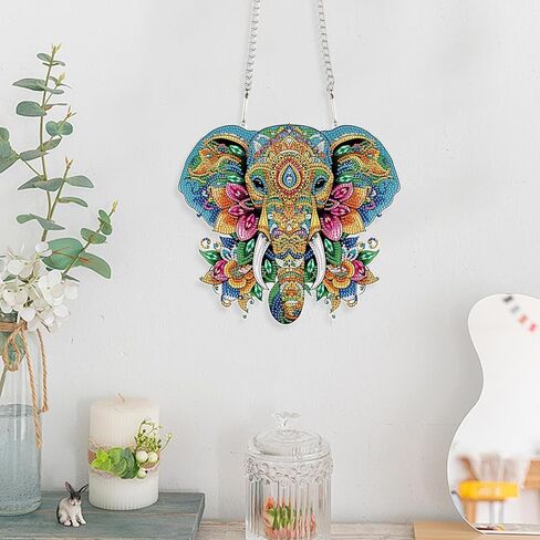 JISHSHAY Diamond Art Pendant Diamond Painting Hanging Diamond Art Suncatchers Diamond Art Wind Chime Diamond Painting Window Suncatchers Diamond Art Hanging Diamond Painting Pendant Elephant in Saudi Arabia