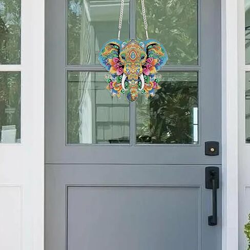 JISHSHAY Diamond Art Pendant Diamond Painting Hanging Diamond Art Suncatchers Diamond Art Wind Chime Diamond Painting Window Suncatchers Diamond Art Hanging Diamond Painting Pendant Elephant in Saudi Arabia