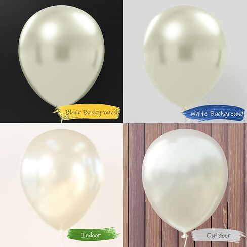 AFTERLOON® Biodegradable Balloons 24 pcs Pearlized White 12 Inch Pearl Color, Pearlescent Thickened Extra Strong Latex Helium Float, Colorful Bulk Color ballon Globos Para Decoration De Fiestas Kids in Saudi Arabia